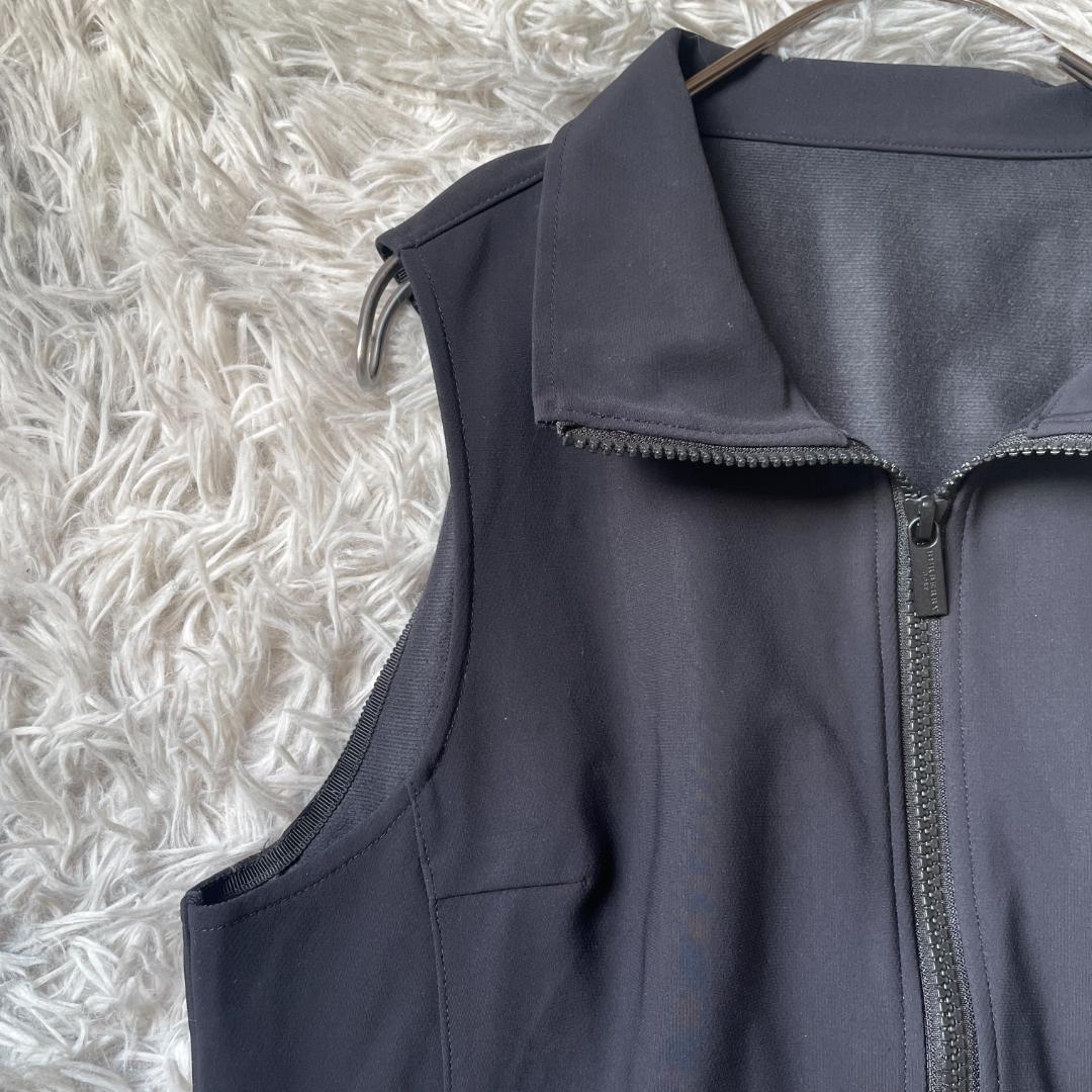 バーバリーゴルフ ノースリーブワンピース M〜L ブラック フルジップ ロゴ刺繍