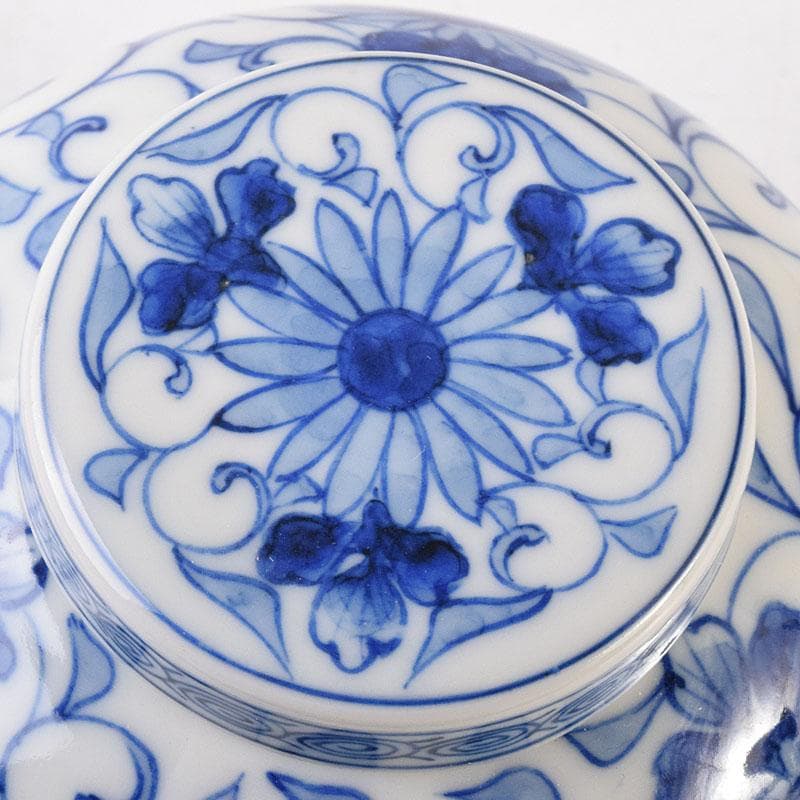 茶道具　古陶園　竹鳳窯　伊藤伊平作　染付菊唐草文　茶壺　共布共箱　V　8013