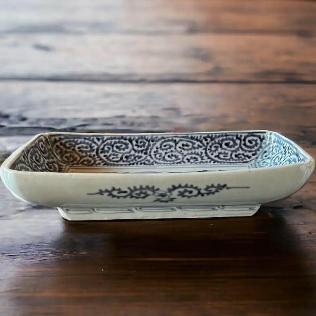 江戸時代／富貴長春／骨董品 アンティーク たこ唐草 古伊万里 長皿 レトロ