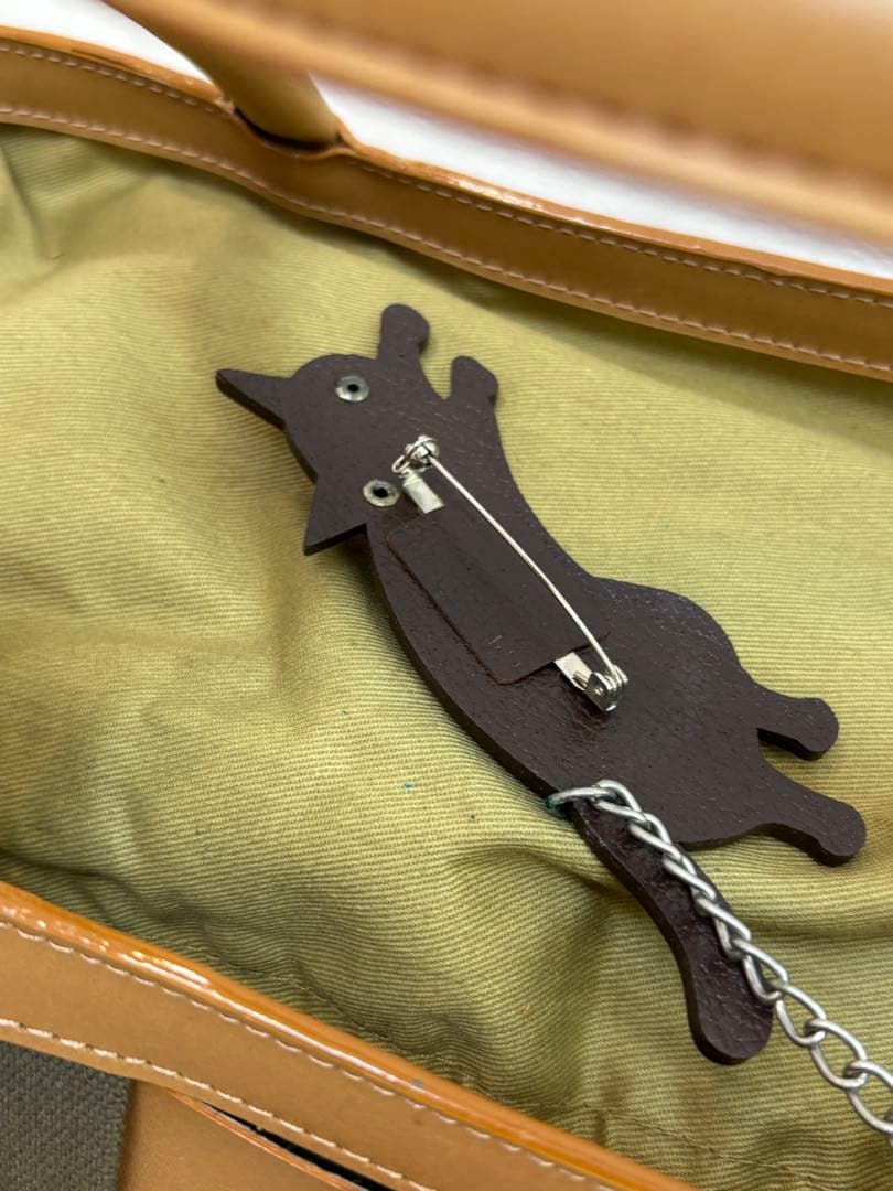 わちふぃーるどダヤンチェック柄バッグ（ブラウン・グリーン）