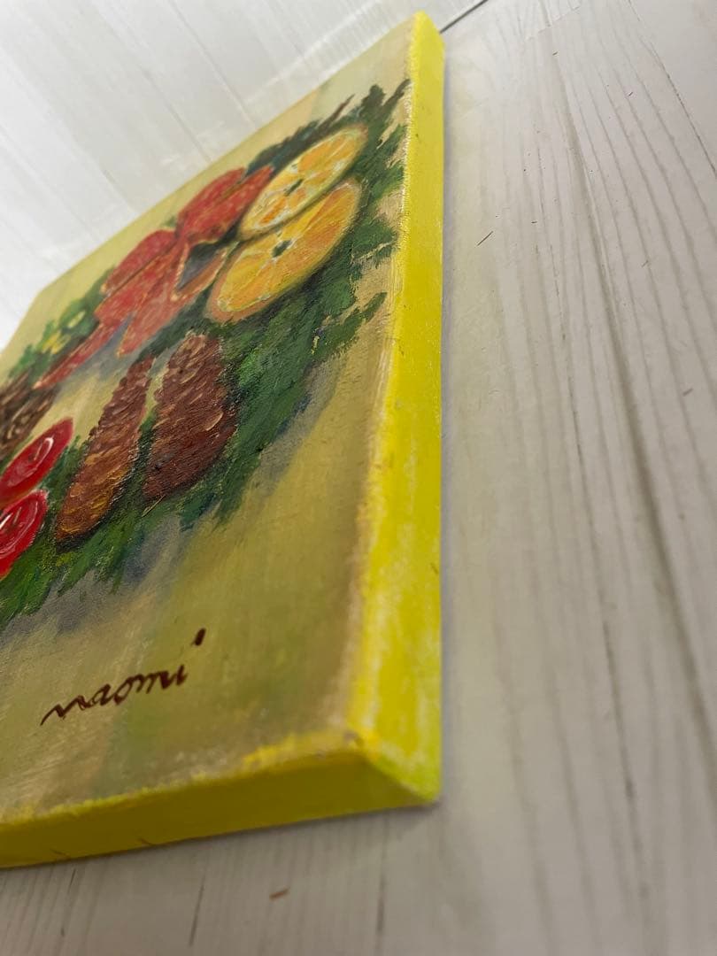 【油彩画 】　「クリスマスリース」 Ｆ3号 油絵