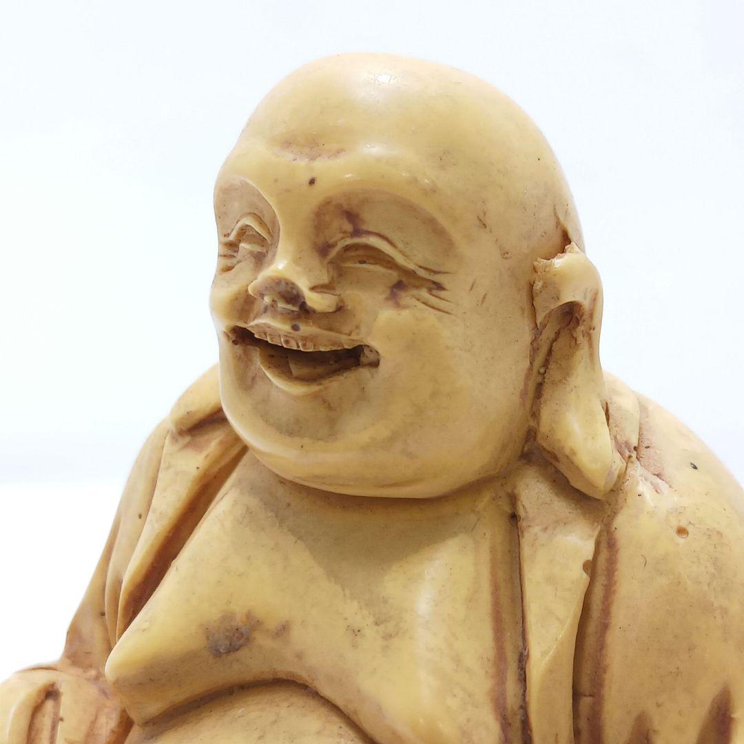 Y2293-4 高級彫刻 布袋 置物 細密彫刻 総重量222.1g　の