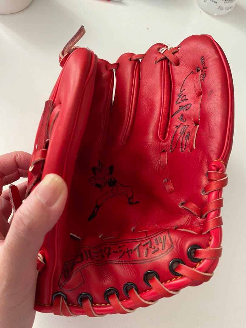 長嶋茂雄　サイン刻印　ゼネラル　ミスタージャイアンツ　赤 グローブ