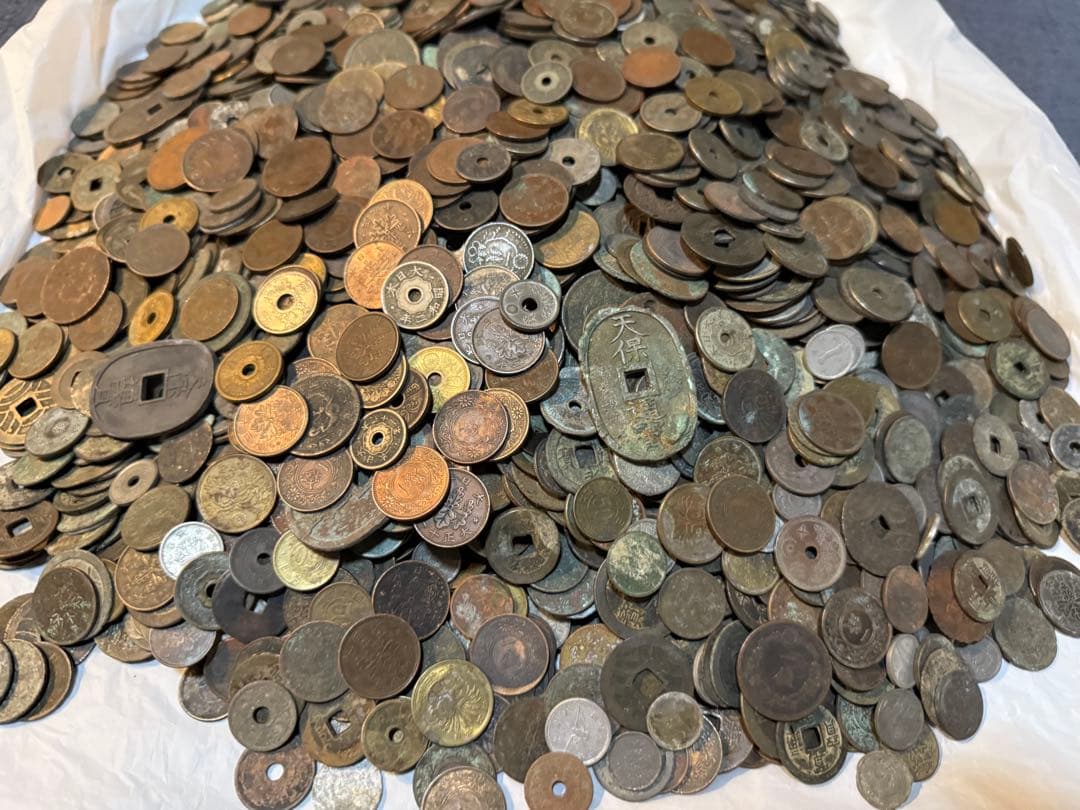 古銭　穴銭　カラス　桐　龍2銭　龍1銭　龍半銭　銅貨等　まとめ　15.5kg以上