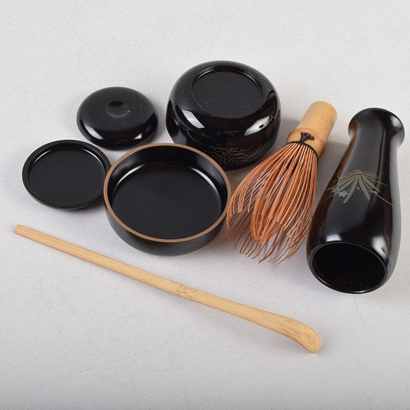 riko　草花蒔絵　茶箱　茶碗　棗など　九点一式　共箱　U　R9039