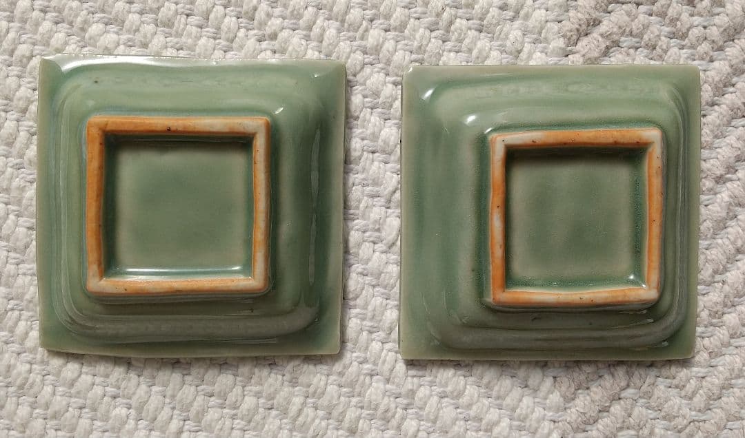 三田青磁　猿鹿鳥図 二枚組