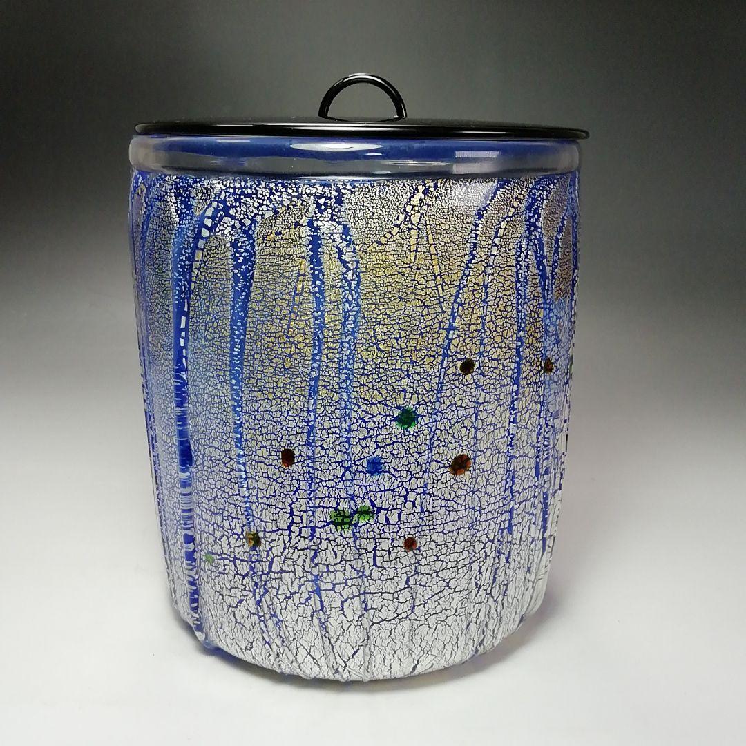 Ｓ７０９　水指　『手吹硝子』『宮崎英彦作』　共箱　茶道具
