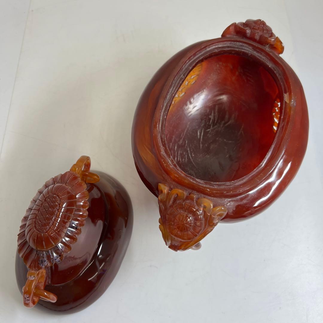 専用　中国美術　本黄瑪瑙　香炉　1796g トヒサ　東な8-0121☆2F