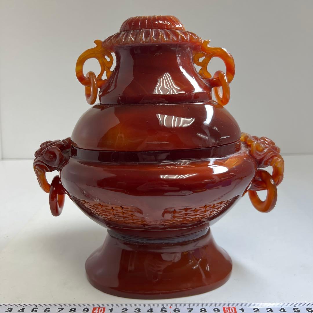 専用　中国美術　本黄瑪瑙　香炉　1796g トヒサ　東な8-0121☆2F