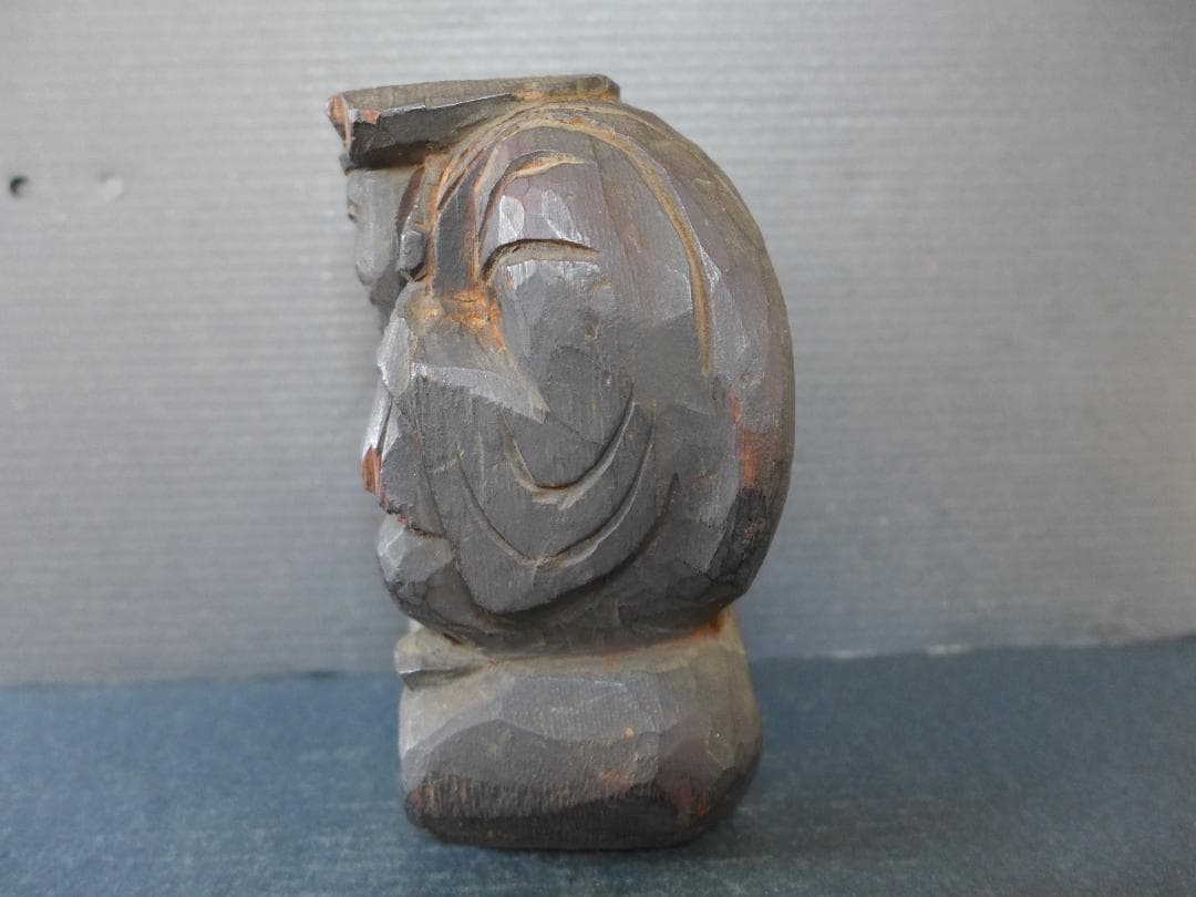 珍品　時代物　江戸期頃　一刀彫　大黒天　木彫　財運　招福物　アンティーク　骨董