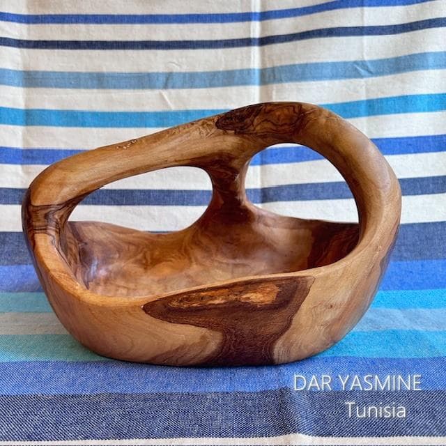 超特大オリーブの木　バスケット ボウル 　しっかりドスンと構える　約28cm