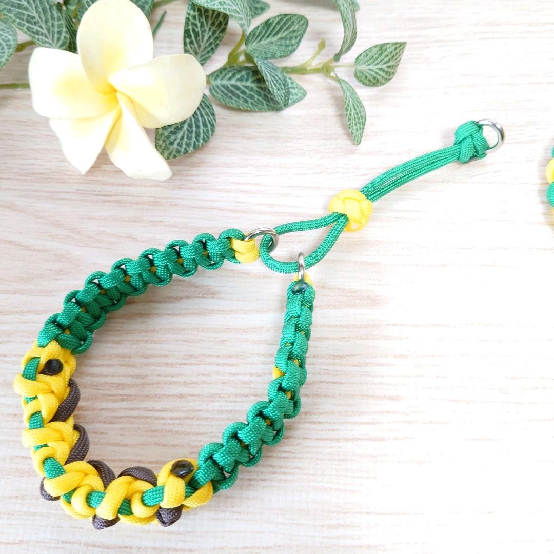 パラコードリード＆首輪　❁ひまわり❁　イエロー×グリーン　№052
