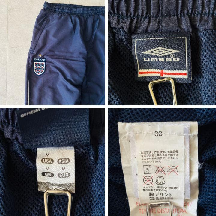 【L】90's UMBRO イングランド代表ナイロンジャージセットアップ 紺 白