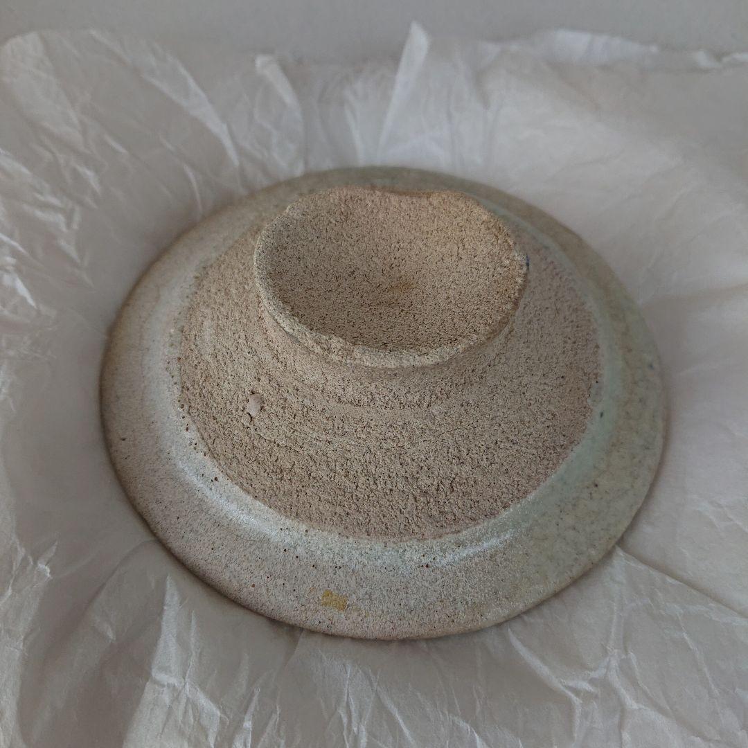 ペルシャ陶器　波斯白地藍線小皿