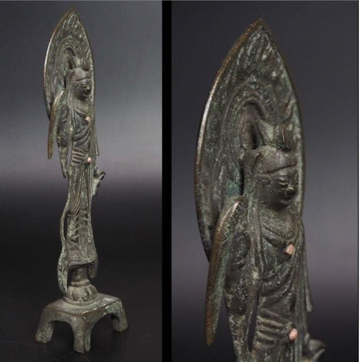 送料無料　東魏古銅如来立像　裏に文字あり　高さ20ｃｍ　中国古玩　仏教美術