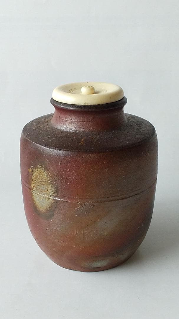 備前焼 竹内靖之 作 備前茶入 仕覆 国司間道 茶道具 共箱 栞 茶入 新品