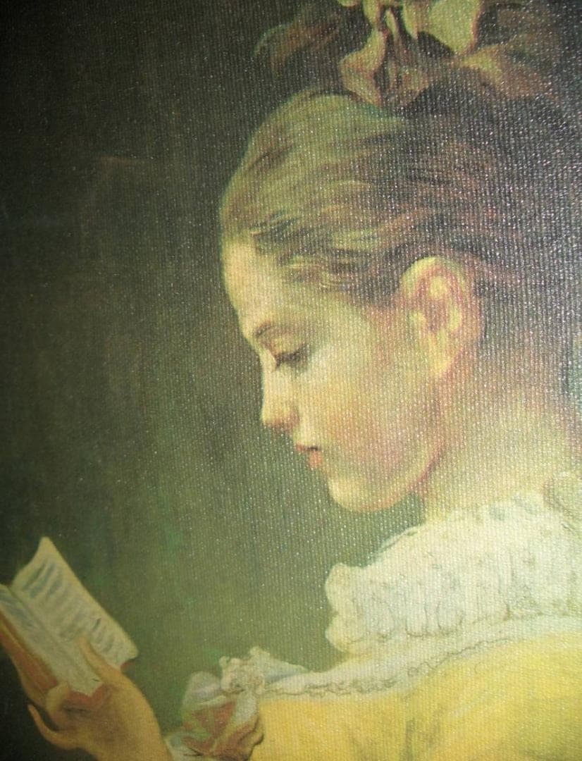 本を読む少女 ジャン・オノレ・フラゴナール 　複製画　F６号　高級額付き