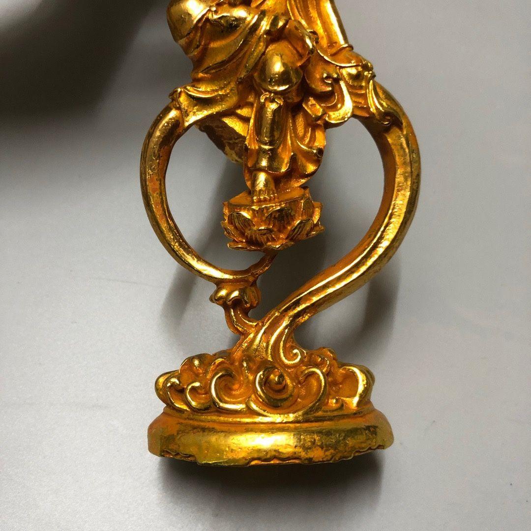 銅器 細工 自在持経観音菩薩仏像 彫刻 開運 風水 工芸品 美術品 置物