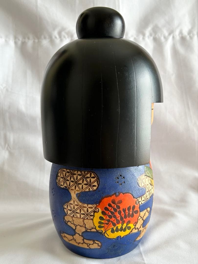 高見沢一夫 かずを こけし 憧憬 特大 工芸品 民芸品 童女 着物 青