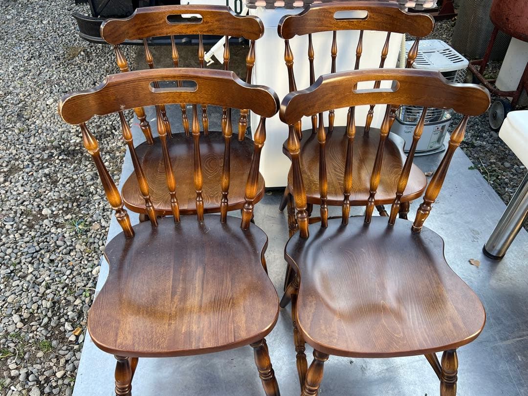 飛騨産業 ダイニングチェア 4脚セット ダークブラウン アンティーク調