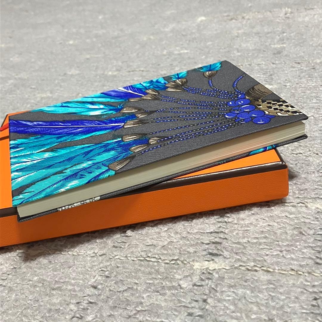 未使用！エルメス［ノート］シルク　メモ帳　ブラジル　羽根柄　しおり　HERMES
