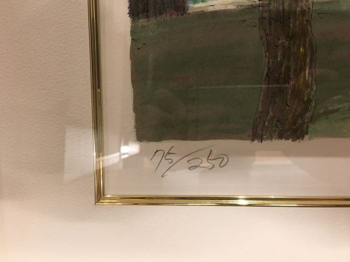 絵画 小田切訓 運河沿いの並木 美品 75/250