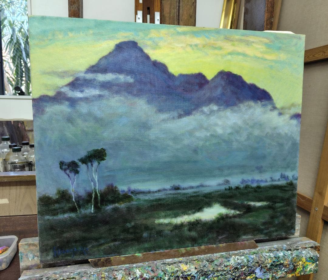 「明ける尾瀬ヶ原」2004 F15 風景画 油絵 油彩画 アート 絵画