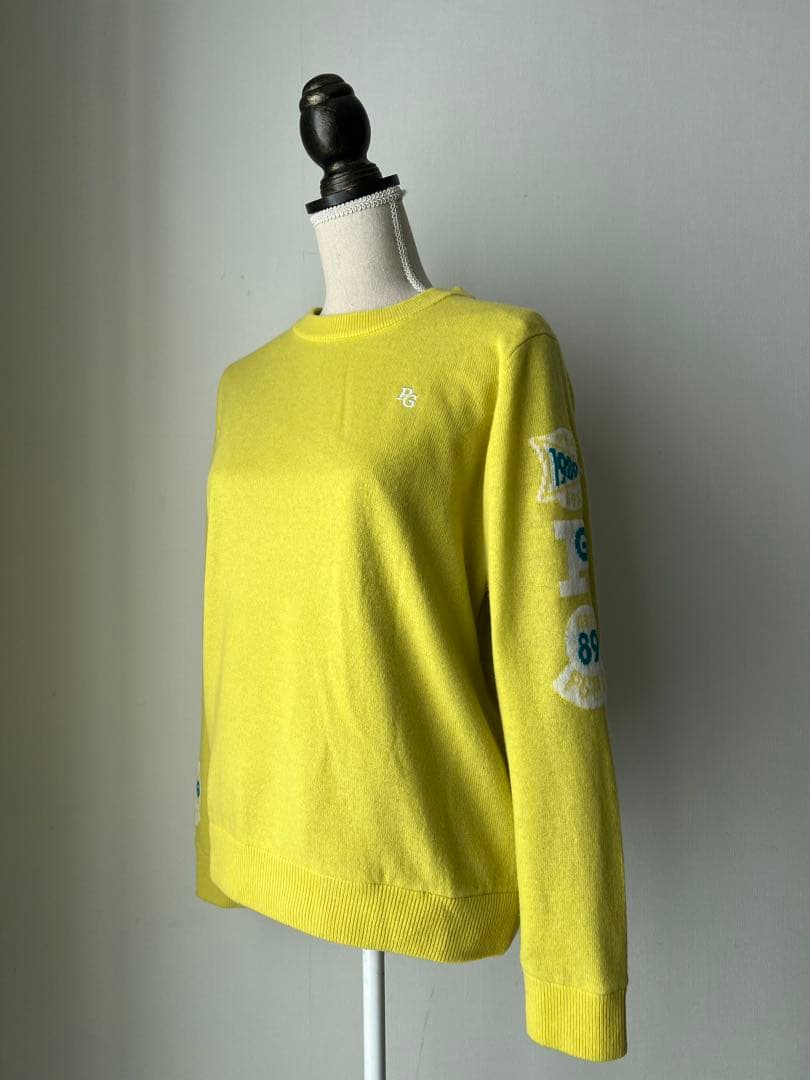 パーリーゲイツ　グリーンイエローカシミア　ディアプレックスセーター