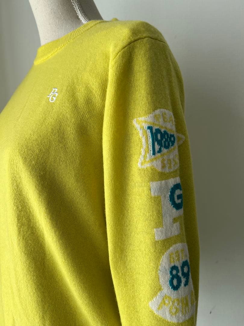 パーリーゲイツ　グリーンイエローカシミア　ディアプレックスセーター