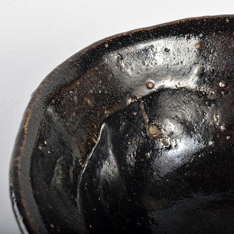 茶道具　十一代楽吉左衛門　慶入造　黒楽茶碗　夏茶碗　時代箱付　D　R7856