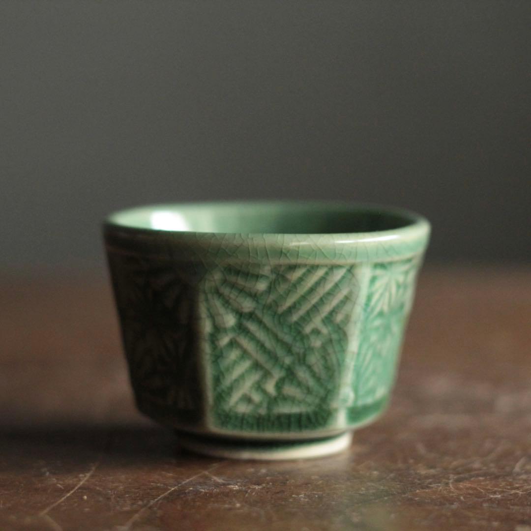珉平焼 面取 盃 ぐい呑み 酒器 No.3 古道具 アンティーク