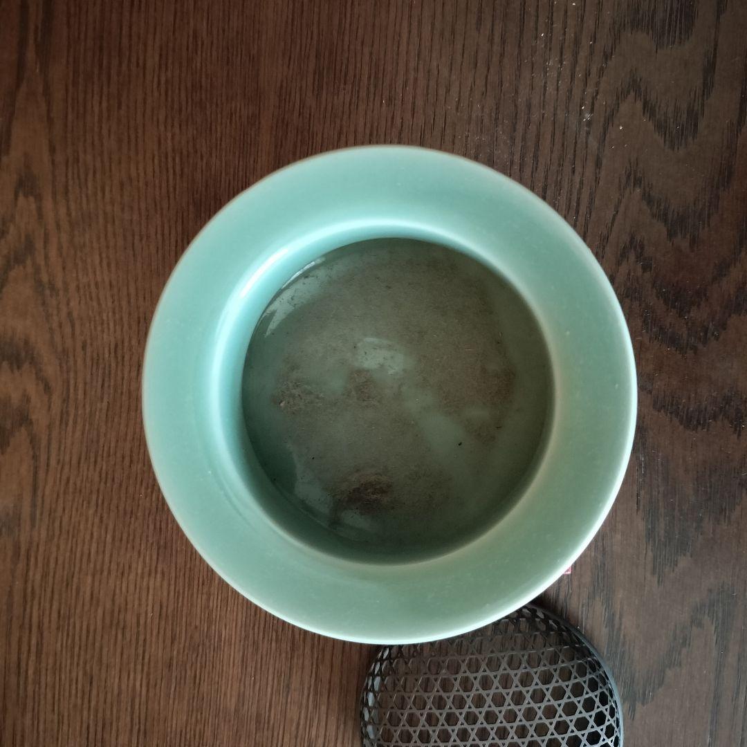 青磁 香炉 純銀火屋 三足香炉 銀火屋