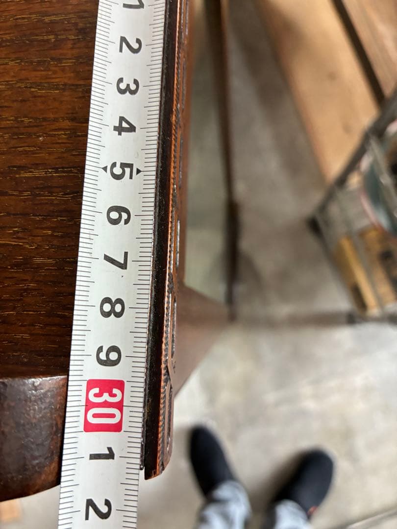 ビンテージ ガラスキャビネット ダークブラウン　猫脚