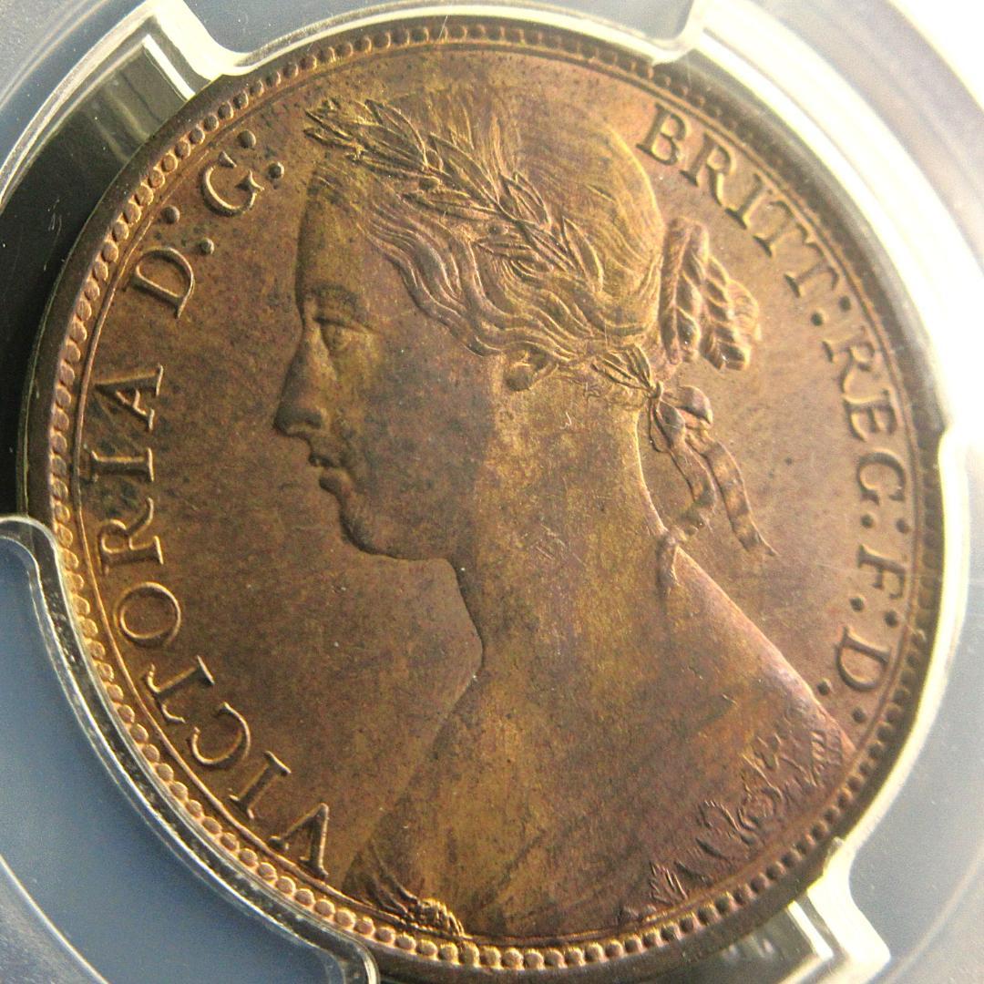 1877 イギリス ペニー 銅貨 PCGS ヴィクトリア女王 アンティーク