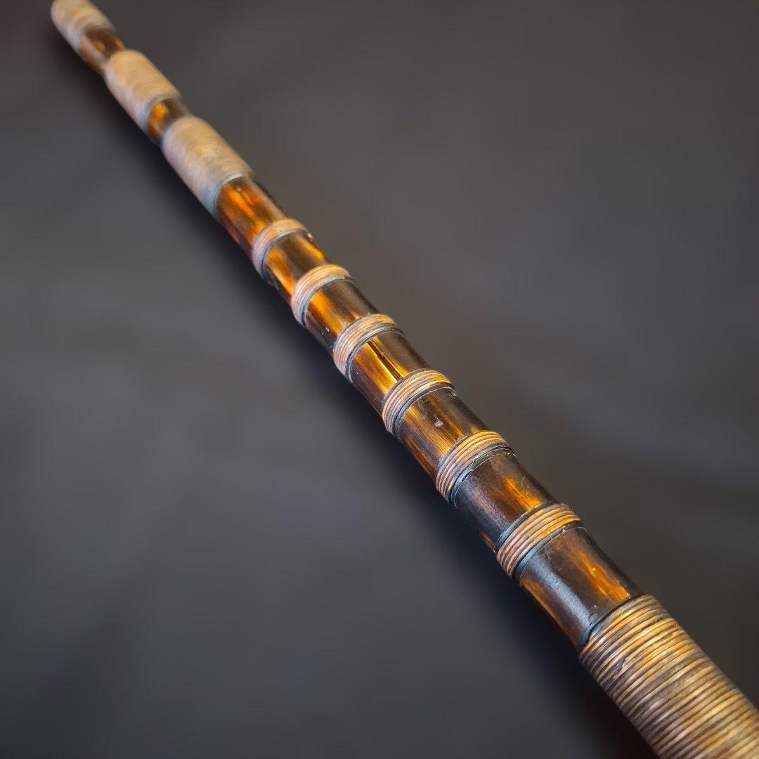 篠笛　古典調　4本調子　7穴　超鐵仕様　燻風仕上げ　藤総巻き
