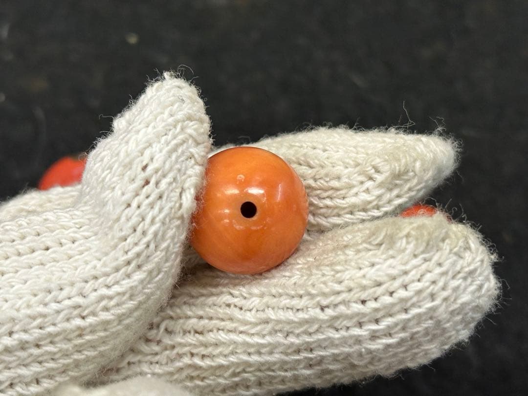 本珊瑚玉4 點 赤珊瑚珠子 根付 和服小物 數珠 珊瑚丸玉 珊瑚珠子