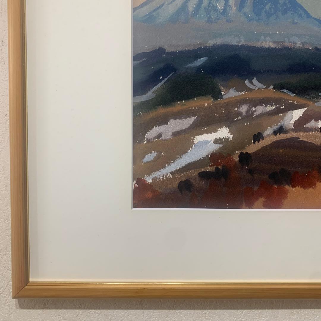 絵画　水彩肉筆画　真作　姫野陸郎　1984年 晩秋の山岳風景