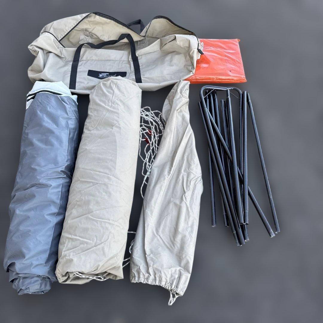 パップテント TC ポリコットン ソロキャンプ 二又ポール　サイドシート付き