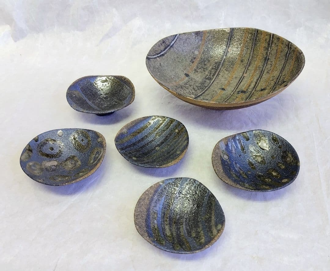 高台線文皿(一客) 高台小皿(五客)セット 未使用 新品同様