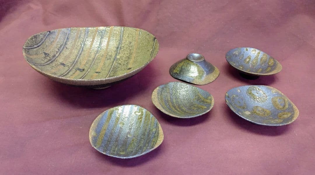 高台線文皿(一客) 高台小皿(五客)セット 未使用 新品同様