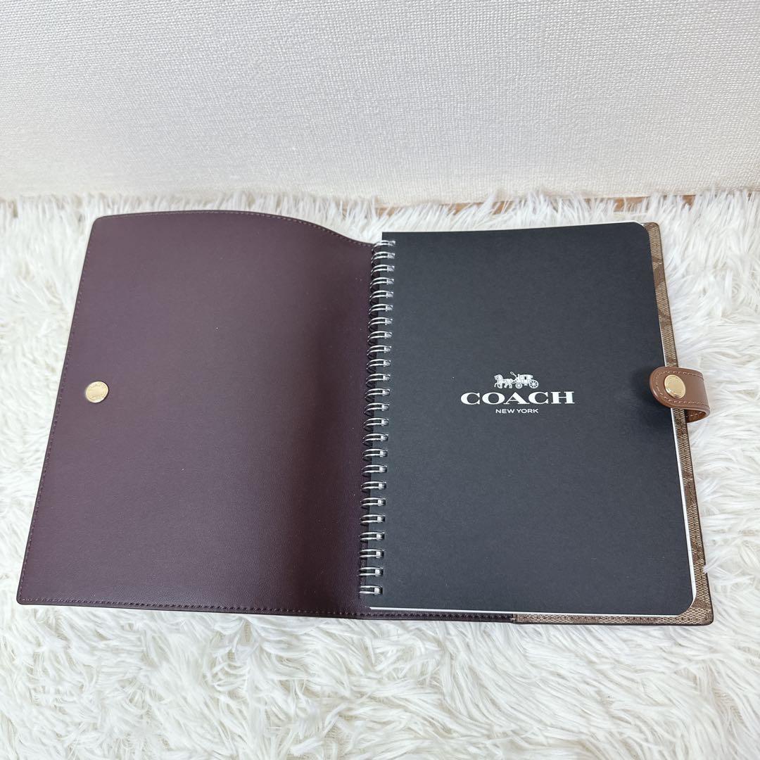 未使用品 COACH シグネチャー柄手帳カバー A5サイズ スパイラルノート付き