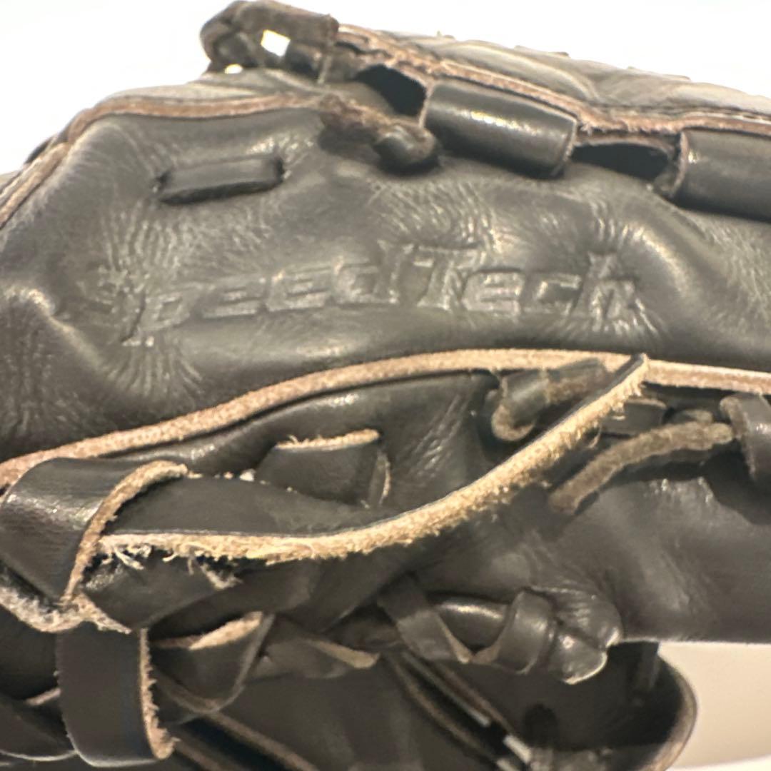 asics ゴールドステージ　軟式野球グローブ 黒 レザー 編み込み　投手用