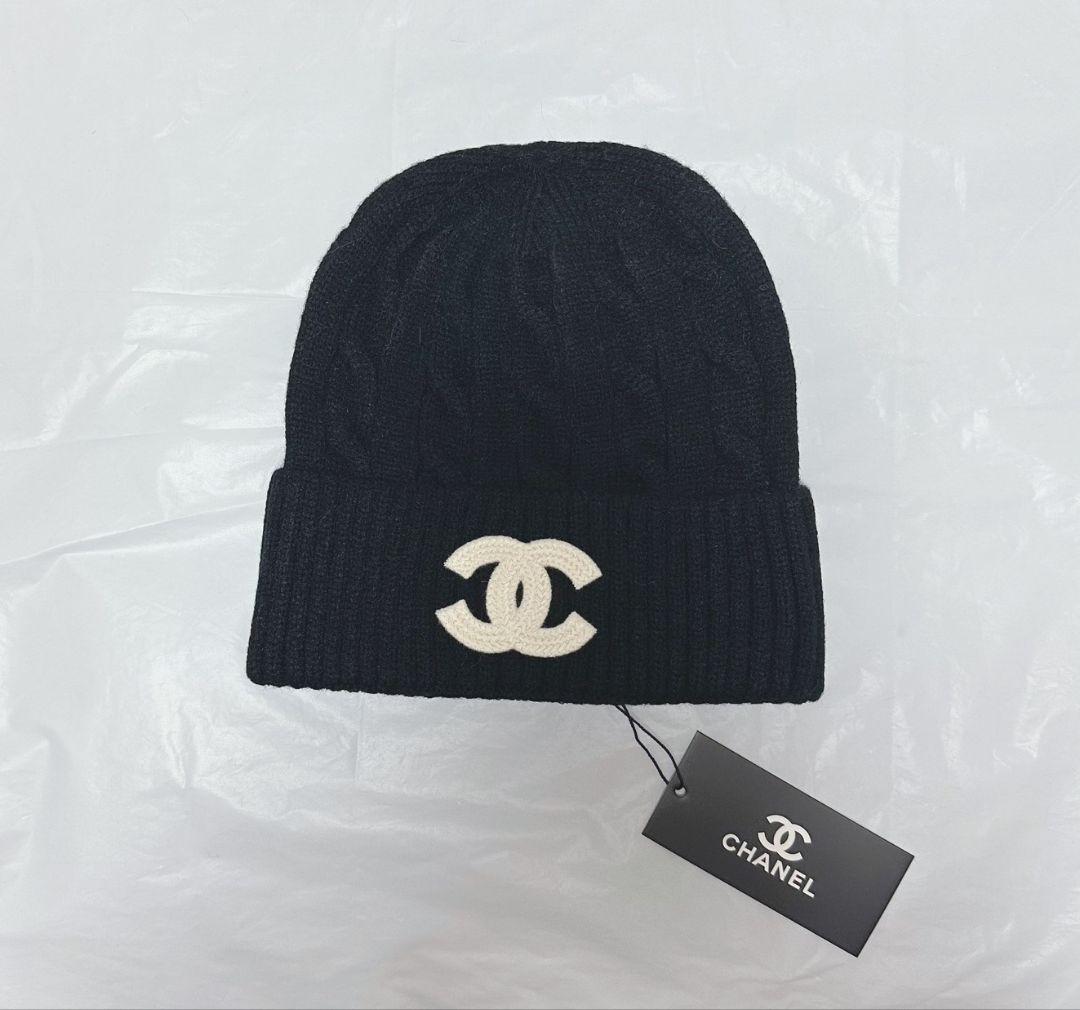 CHANEL ブラックニットビーニー CCロゴ