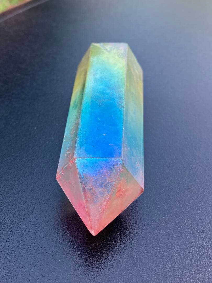 レインボー　オーラクォーツ　水晶 ポリッシュ　ポイント　Ａ