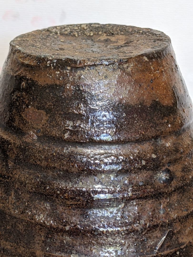 ♦種子島焼 古陶磁 江戸時代 算盤形瓶 花瓶 琉球陶芸 珍物レア物 古美術骨董品