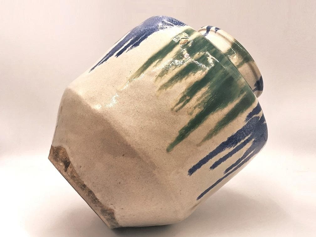 【 すだれ壺 】　信楽焼　アンティーク