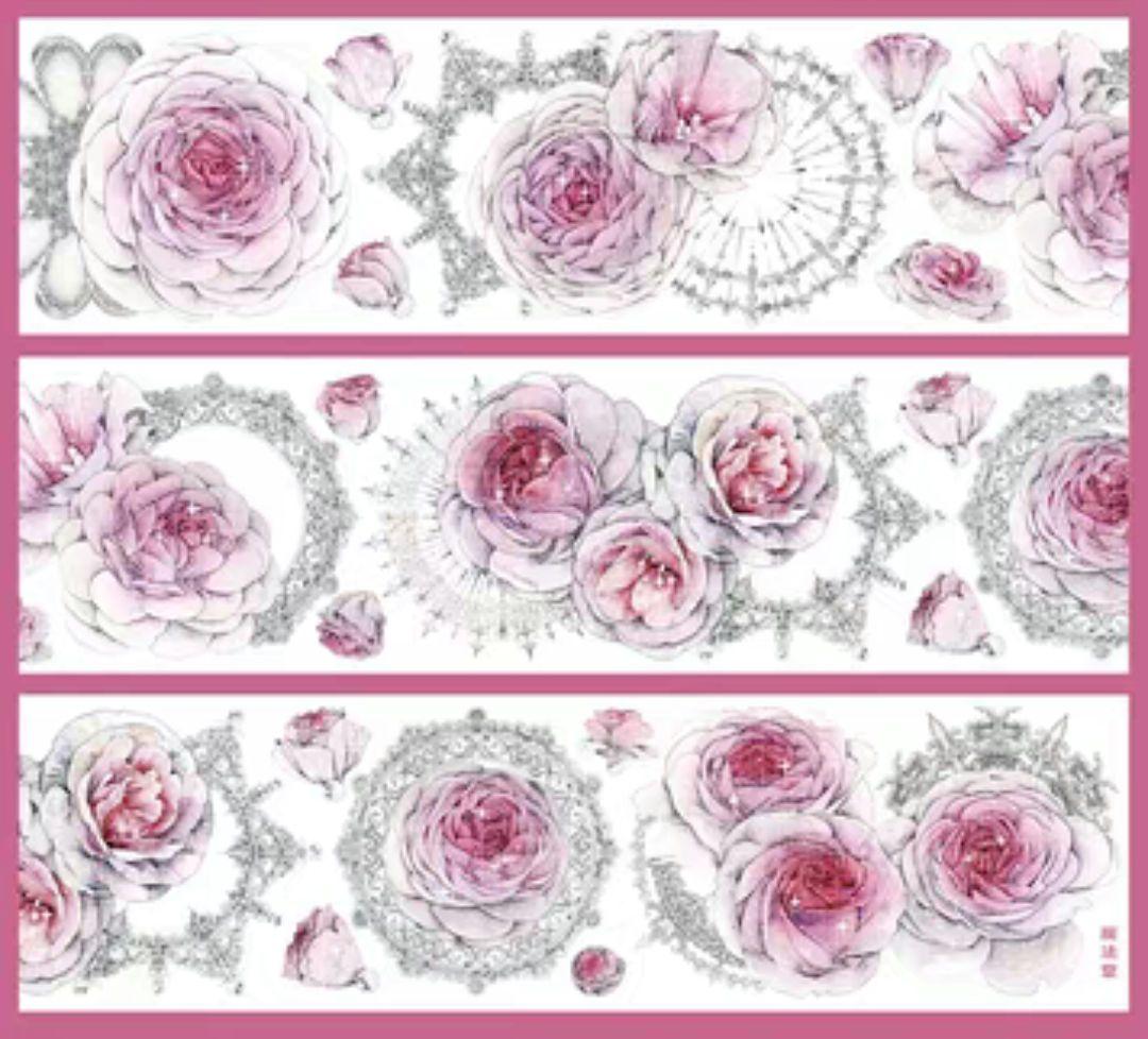 巻売 365★ 海外 マスキングテープ マステ PET 装飾 花 炫彩