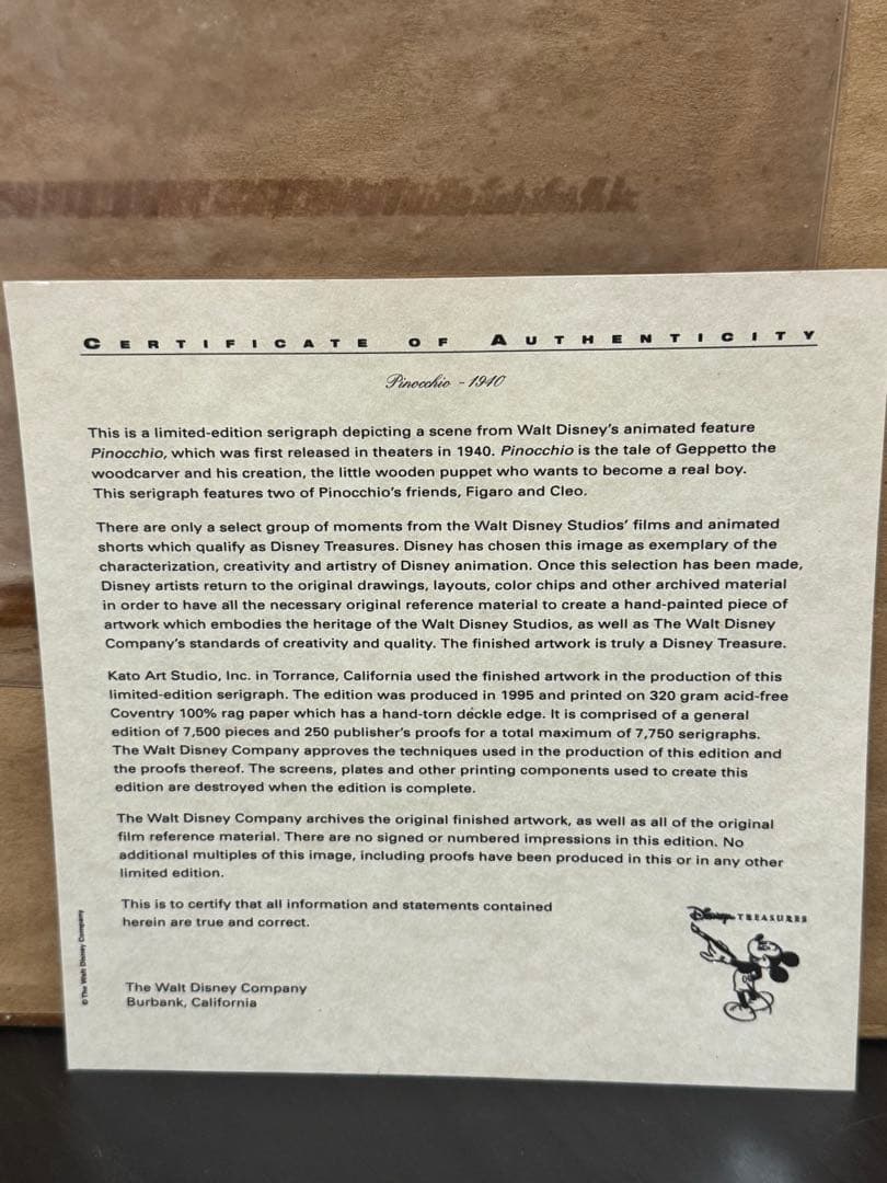 (24)【7500枚限定】 ギャラリー フィガロ クレオ　ピノキオ　Disney