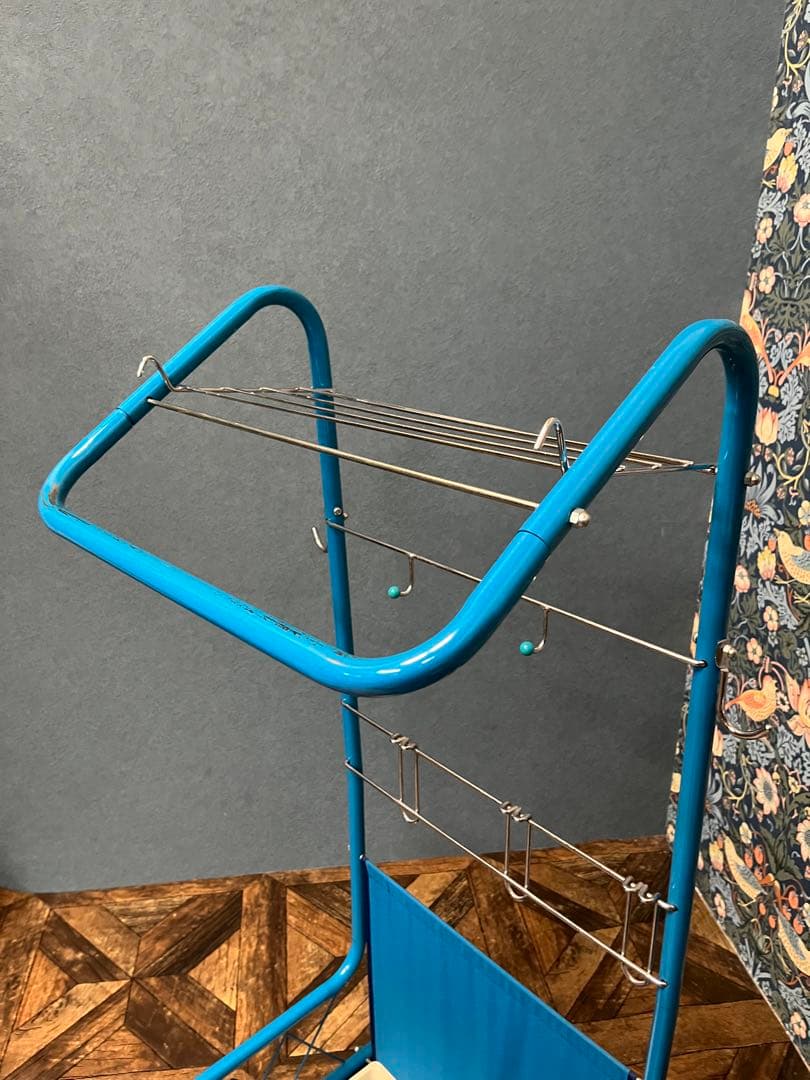 青 ハンガーラック レトロポップ インテリア アンティーク 当時物 昭和レトロ