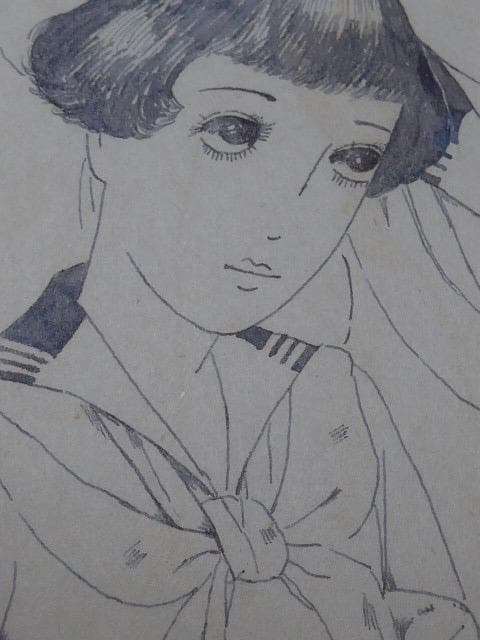 大正ロマンの画家、山根幸雄／由紀雄の肉筆の画稿です。中原淳一と同時代です／6